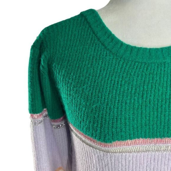 For Love & Lemons Women's Multicolor Knitted Arielle Pullover Sweater Medium NWT - Picture 3 of 16